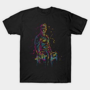 abstract colorful man working out with dumbbell T-Shirt